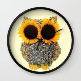 Hoot! Day Owl! Wall clock (Color: White)